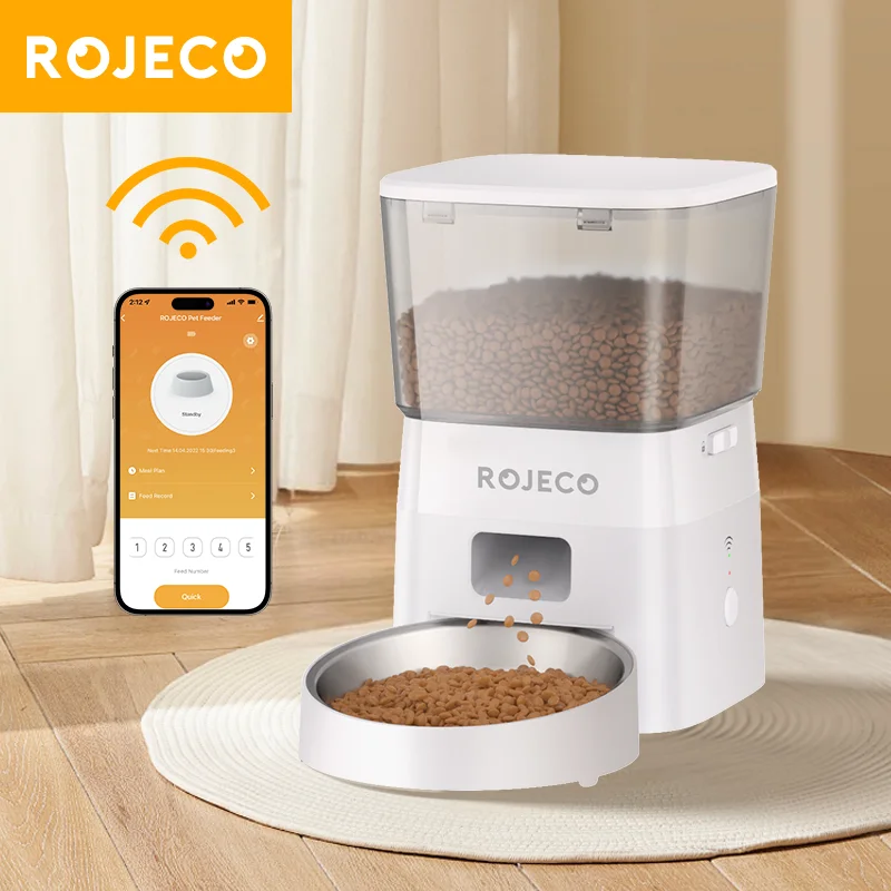 ROJECO 2L Automatic Cat Feeder WiFi Smart Pet Food Dispenser
