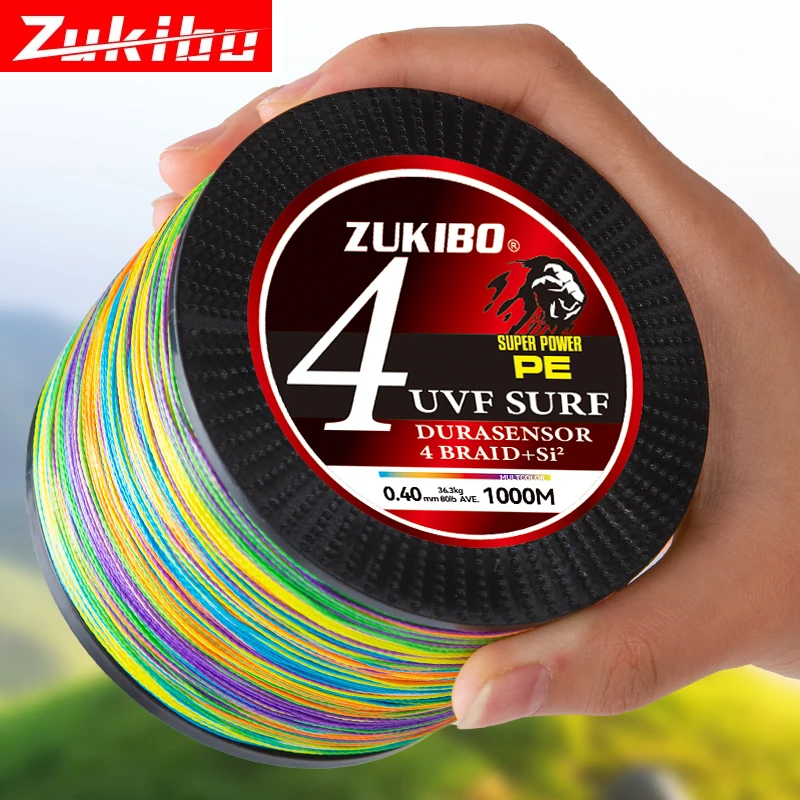 

ZUKIBO SUPER POWER 4 Threads 1000M PE Fishing Line Braided 12-100LB Smooth Multifilament Super Durable Fishing Line Pesca