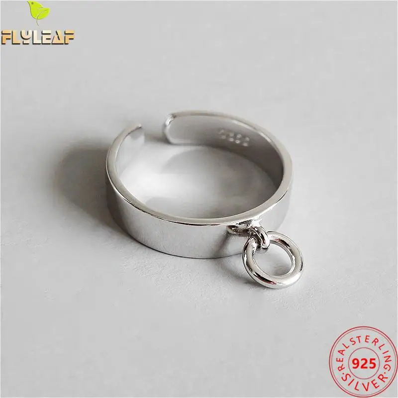 

Real 925 Sterling Silver Jewelry Glossy Circle Open Rings For Women Original Design Luxury Femme Popular Accessories 2022 New