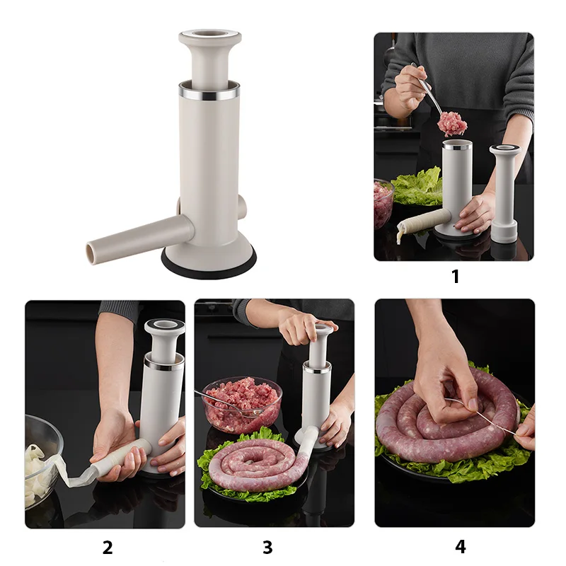 Large Manual Sausage Maker Meatball Maker Stufer Sausage Stuffer Homemade Dual Use Filler Tool Meat Ball Mold Machine for Kitchen sausage stuffer,meatball maker