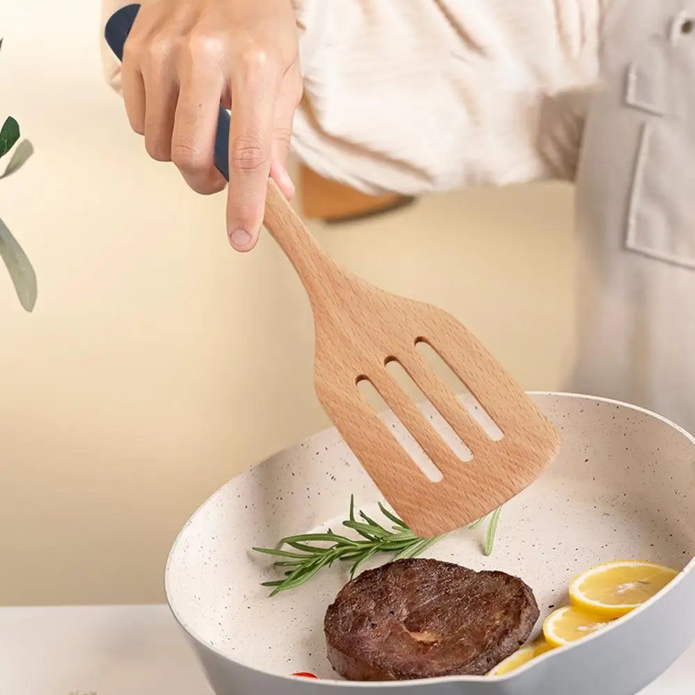 Cooking Shovel Ergonomic Wooden Spatula Soup Spoon Set for Stir-fry Pan Rice Non-slip Heat-resistant Kitchen Utensils