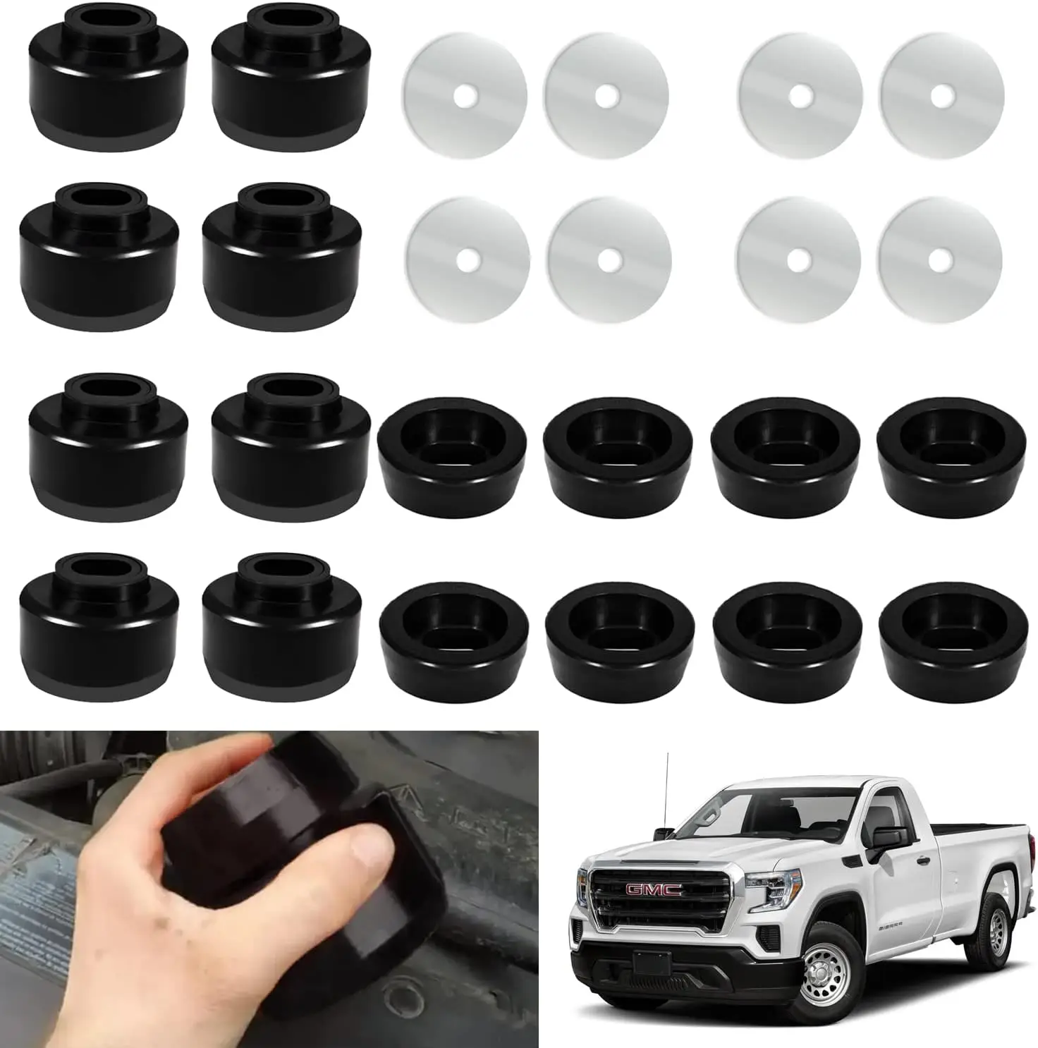 

BOLAXIN 7-141 Body Cab Mounts for 1999-2014 Chevy Silverado & Sierra 1500/2500 2WD/4WD —— Body Mount Bushing Kit (24PCS Black)