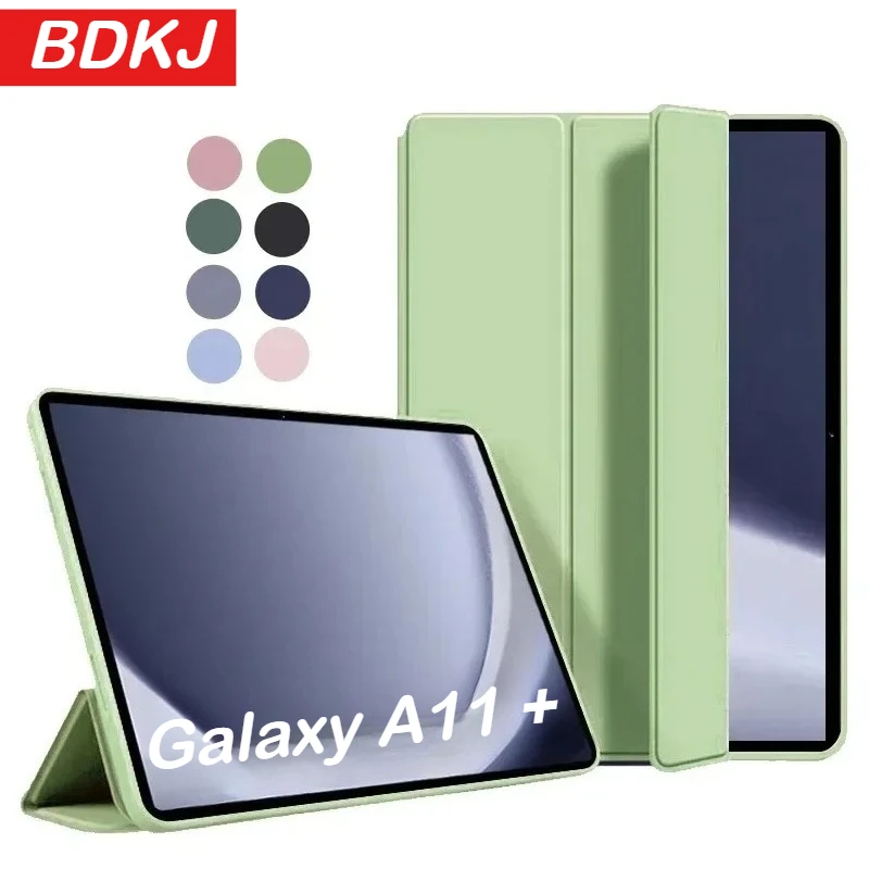 Premium 11 Flip Stand Magnetic Silicone Tablet Case - Soft Liquid Back Cover