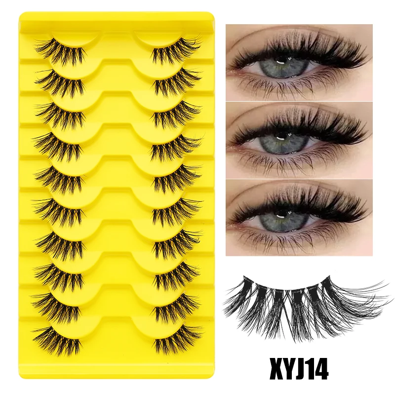 DINGSEN 10 Paar geflügelte Halb-Wimpern im Cat-Eye-Design für natürlichen Flauschigkeit und natürliches Aussehen, falsche Wimpernverlängerung als Beauty-Tool – Detail 18
