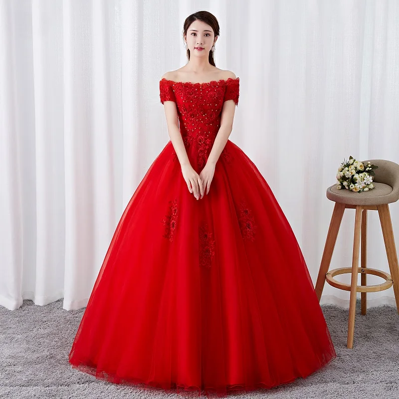 

Classic Red Quinceanera Dresses Elegant Off The Shoulder Exquisite Lace Applique Vestido De Baile Long Plus Size Ball Gown