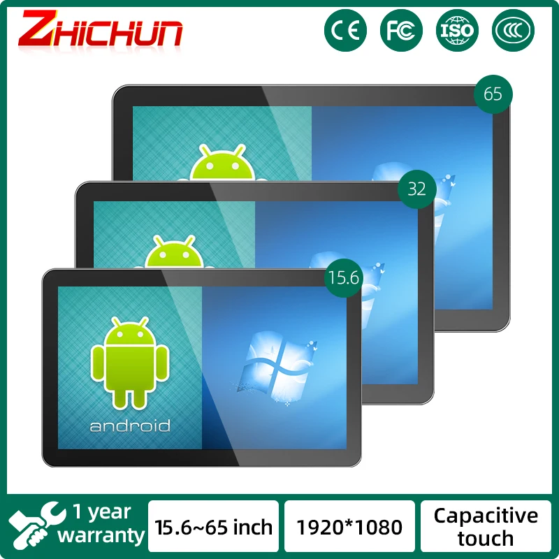 

ZHICHUN Android Tablet PC 15.6 to 65 inch Embedded Computer Touch Capacitive Screen Monitor Windows 11 ALL In One Industrial PC