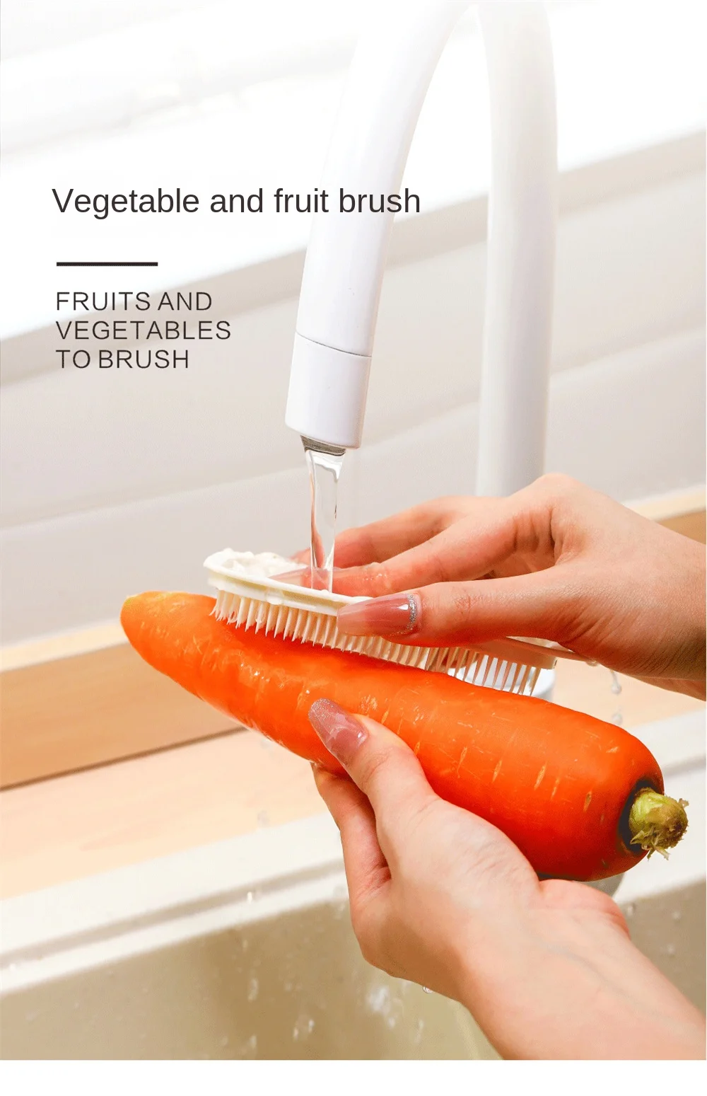 Vegetable Cleaner Brush Fruit Scrubber Brush Good Grip Long Handle Food  Cleaning Brush Multifunctional Kitchen Gadgets 