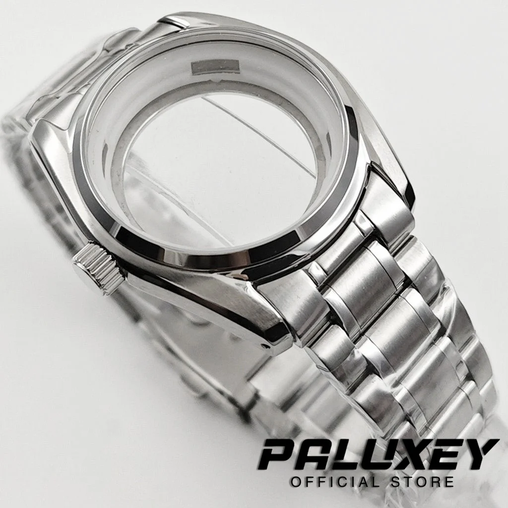 Premium 39.5mm Silver Sapphire Crystal Watch Case with Dial Fit Enhancement