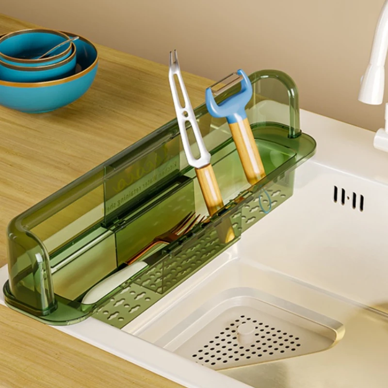 

Retractable Transparent Anti Splash Water Baffle Board, Kitchen Sink Guard, Storage Basket, Splash-Proof Shield, Plastic
