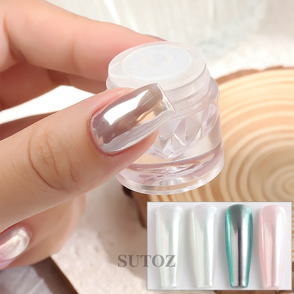 1Box Moonlight Pearl Nail Powder Shimmer Mirror White Chrome Nail Pigment  Rub Mermaid Glitter Dust Polish For Manicure JI8016 - AliExpress