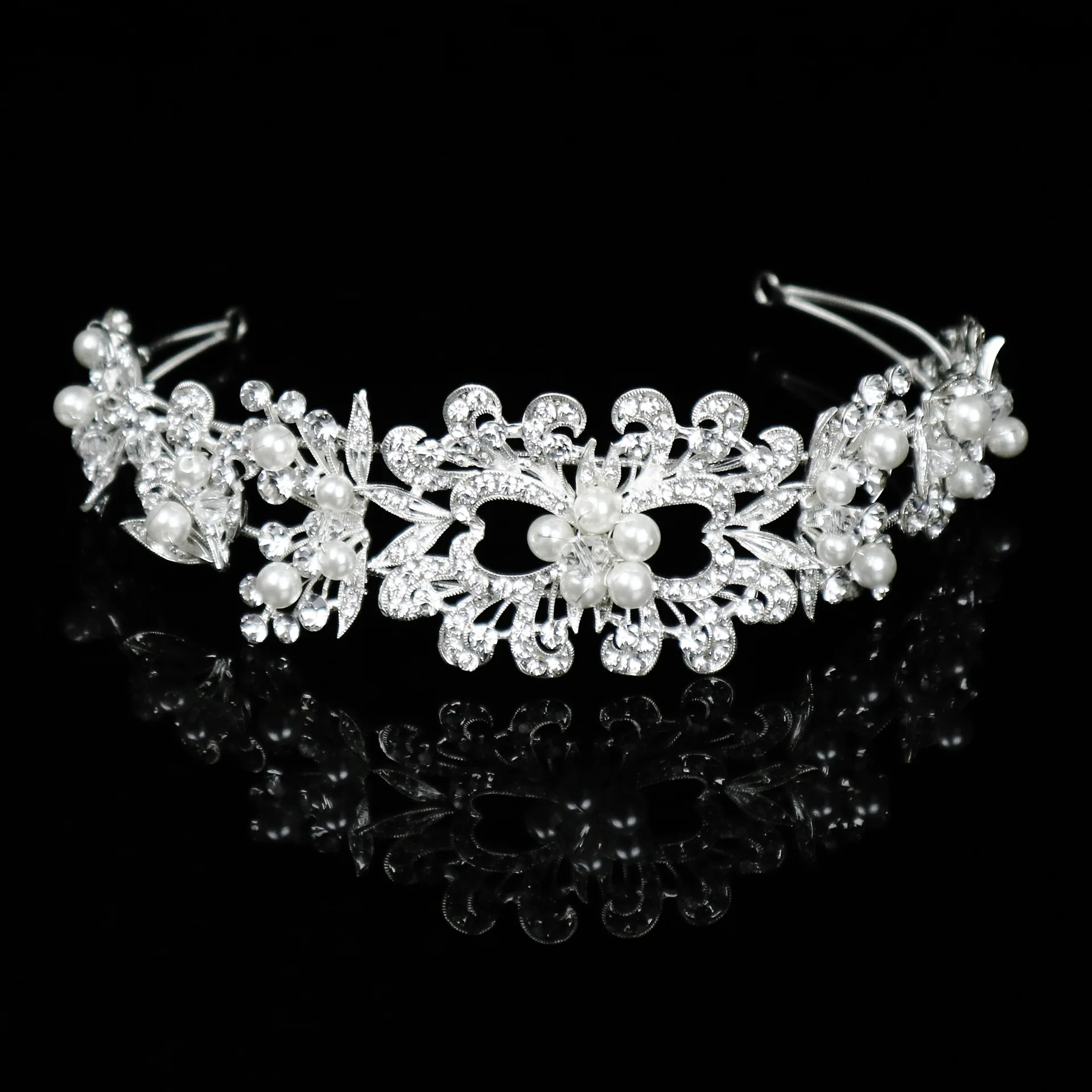 

Fashion Pearl Flower Headband Bridal Wedding Crown Hair Accessories Hair Band Tiara Crystal Headpiece Hair Jewelry