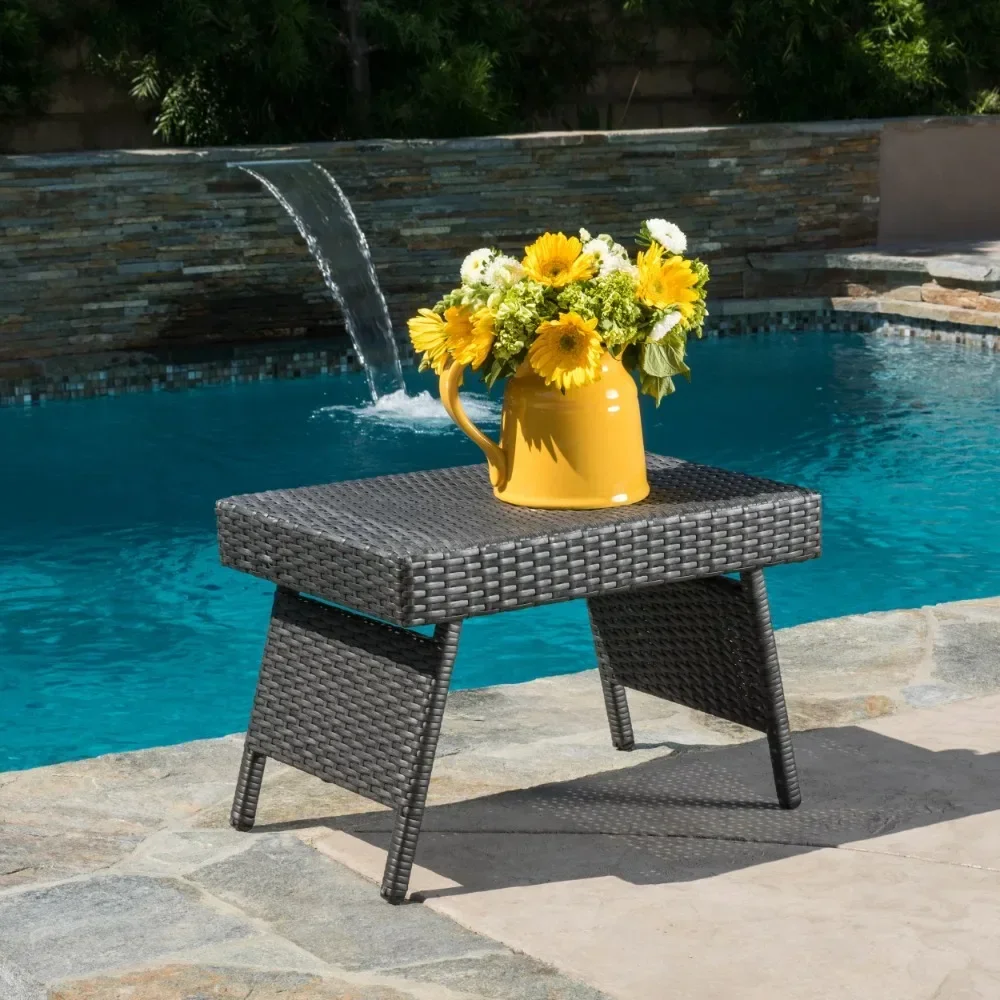 

Outdoor Adjustable Accent Folding Table, Gray