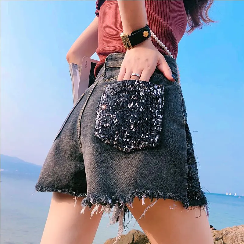 Womens Shorts Loose Wide Short Pants for Women To Wear Ripped Baggy Denim Jeans Biker XL Streetwear Outfits Aesthetic Trend 2023