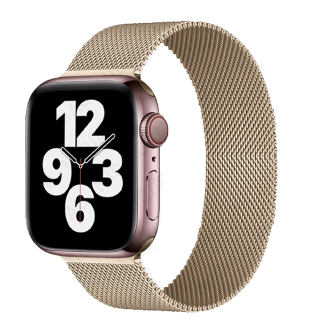 Magnetic Loop Strap For Apple watch Band 45mm 41mm 44mm 40mm 42mm 38mm Stainless steel correa bracelet iWatch serie 3 7 5 6 se 3 Vintage gold 6