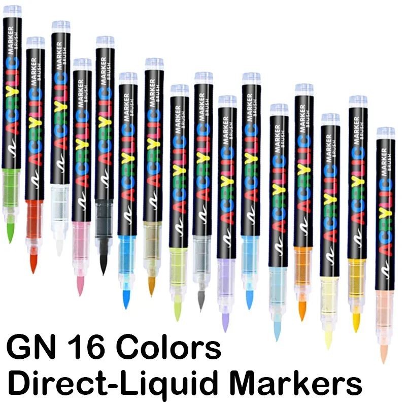 Direct-liquid Acrylic Marker Pen Waterproof Soft Brush Nib for Glass Stone Metal Glass Art Supplies Stationery 16 Colors acrylic paint markers pen marker permanent marker pen color marker pens permanent marker paint marker pen markers pen marker pens marker pen art marker pens art markers paint marker pens