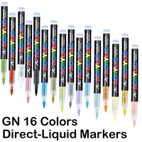 16 Colors Direct-liquid Acrylic Marker Pen Waterproof Pen Soft Brush Nib for Glass Stone Metal Glass Art Supplies Stationery
