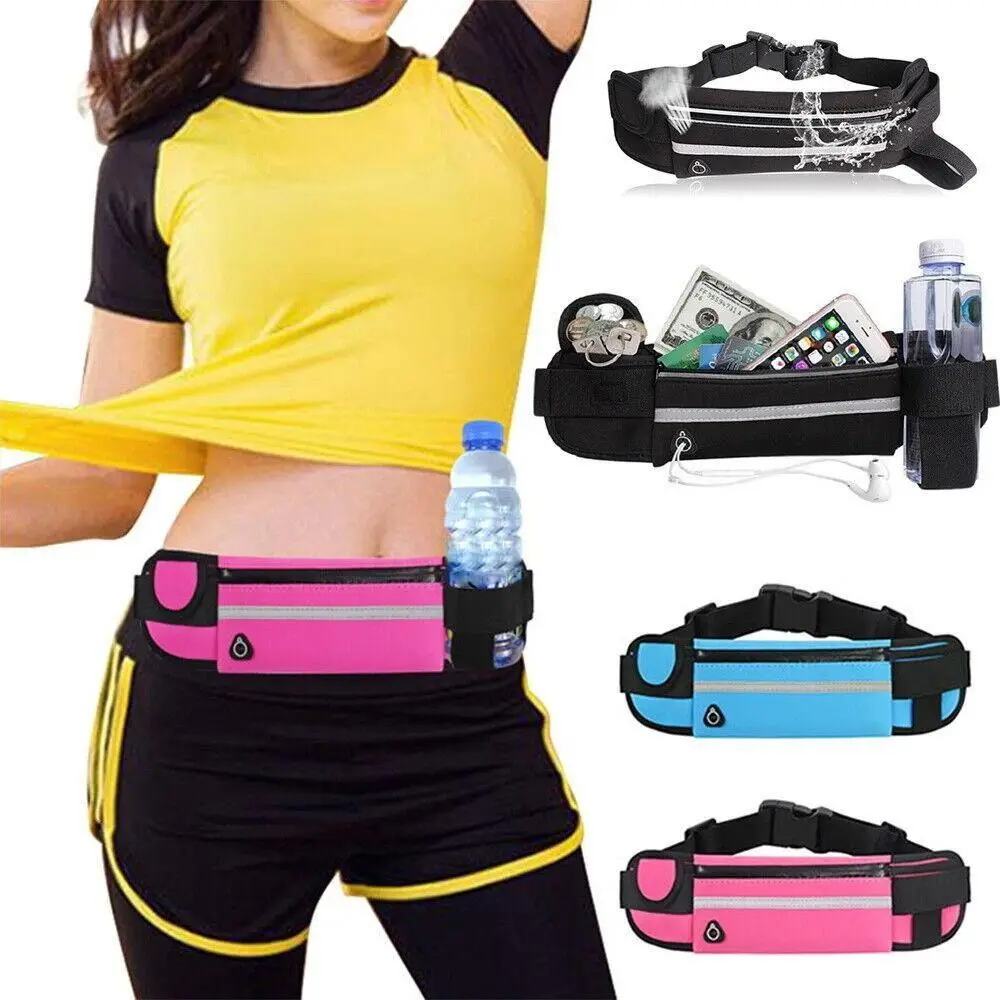 Zip Running Pack for Women and Men Grained Leather Waist Bag Bum