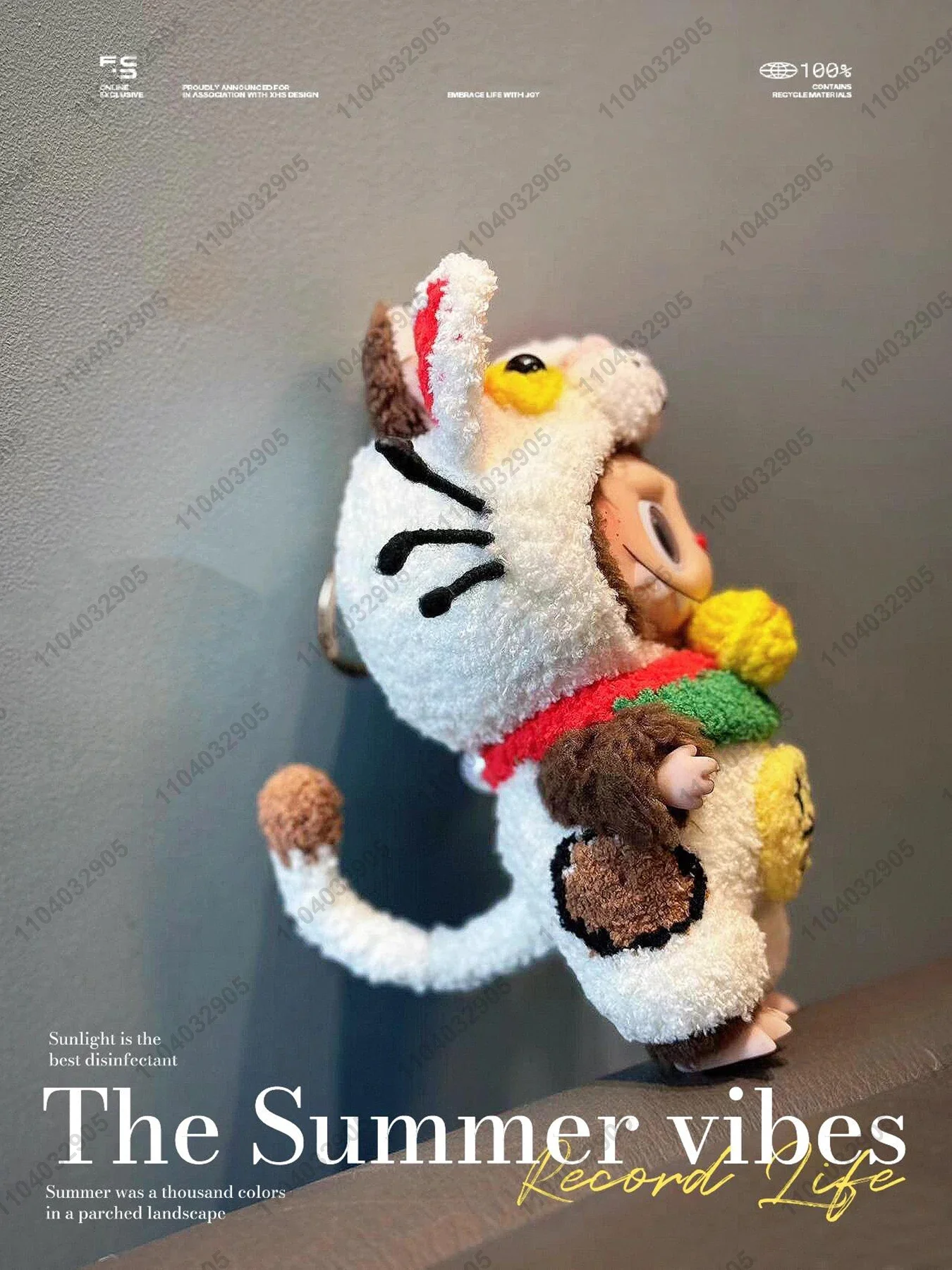 Labubu The Monsters Lucky Cat Costume Fortune Cat Hand-Knitted Clothes 1:1 Original Replica Vinyl Doll Action Figure Bag Charm