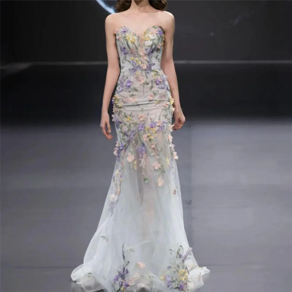 white fairy prom dress Fairy A line White Floral Prom Dresses Evening Dress P2056 PreppyDress
