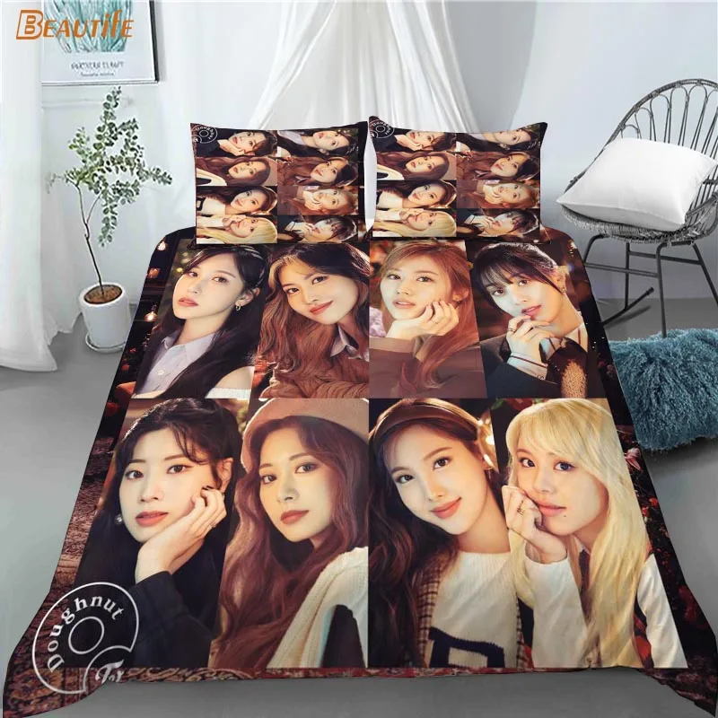 Hot Sale TWICE KPOP 1 Duvet Cover 2 Pillowcases Polyester Fabric hot-sale-twice-kpop-1-duvet-cover-2-pillowcases-polyester-fabric