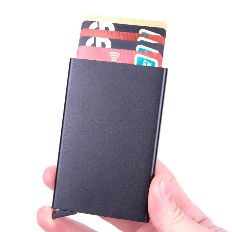 Small and Practical Pop Up Minimalist Smart Wallet Thin Slim RFID Credit Card Holder for Men Women Metal Purse Mini Wallets 2