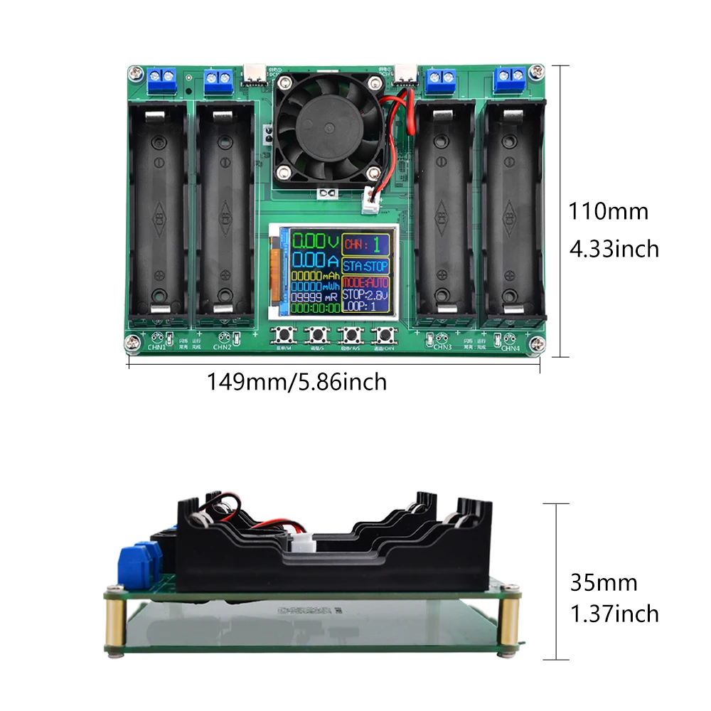 18650 Lithium Battery Capacity Tester Module MAh MWh Digital Battery Power Detector Module 18650 Battery Tester Type-C 2