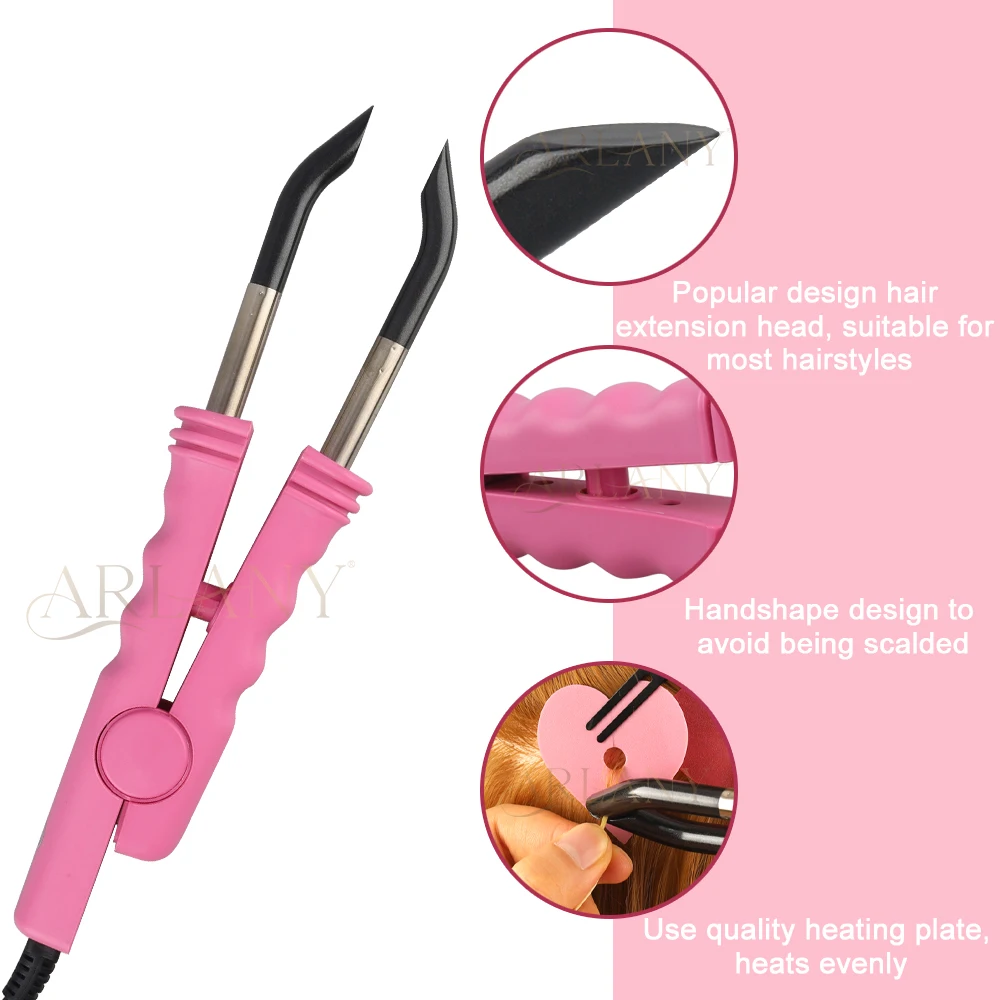 아를라니 헤어 익스텐션 본딩 아이론 헤어 커넥터 전문 플랫형 멜팅 도구 (케라틴 익스텐션 및 가발용)