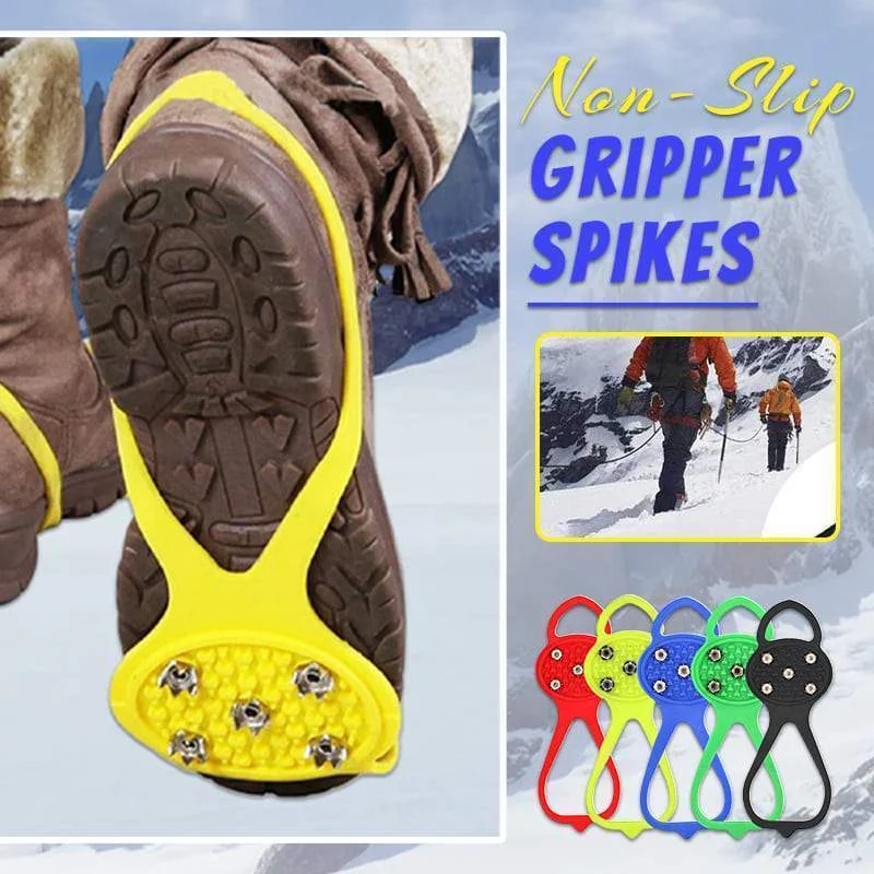 4 Pairs Non Slip Gripper Spikes for Shoes Ice Snow Grips Traction Cleats  with 5 Studs Crampon Universal Snow Spikes for Hiking Walking Climbing