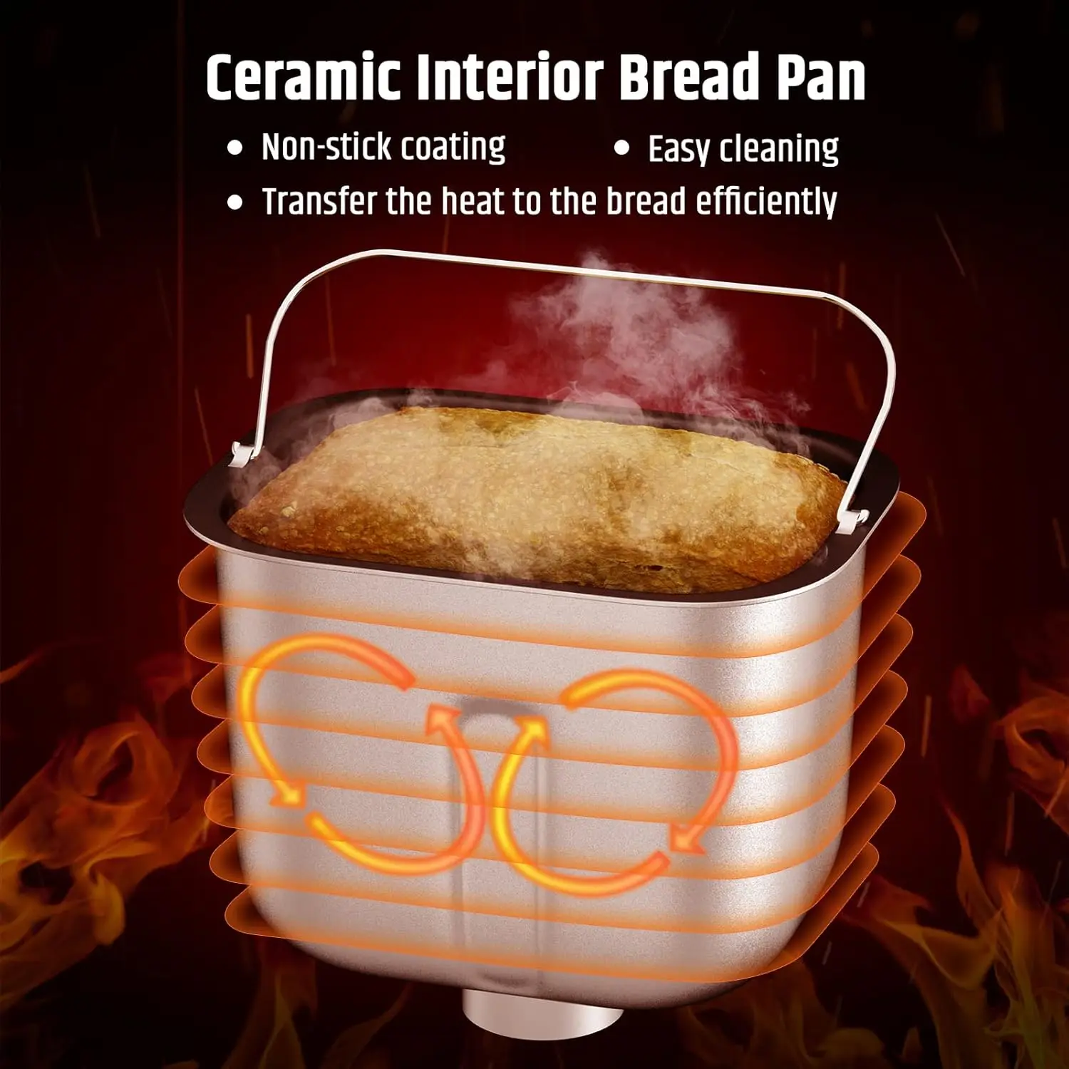 Bread Maker Machine Stainless Steel UL Certified, Nonstick Bread Pan, Homemade 2Lbs Breadmaker, Gluten-Free Setting, 5