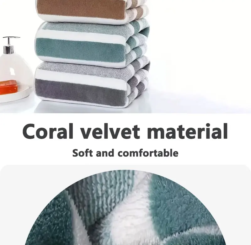 Description Picture 3 of itemPremium Home Towel Set, Soft and Absorbent Hand and Bath Towel, Striped Pattern Bathroom Towel