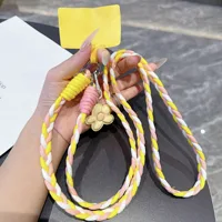 Candy Five-Petal Flower Phone Crossbody Lanyard Dopamine Style Short Phone Case Lanyard Hand-Woven Anti-Lost Phone Chain Pendant 6