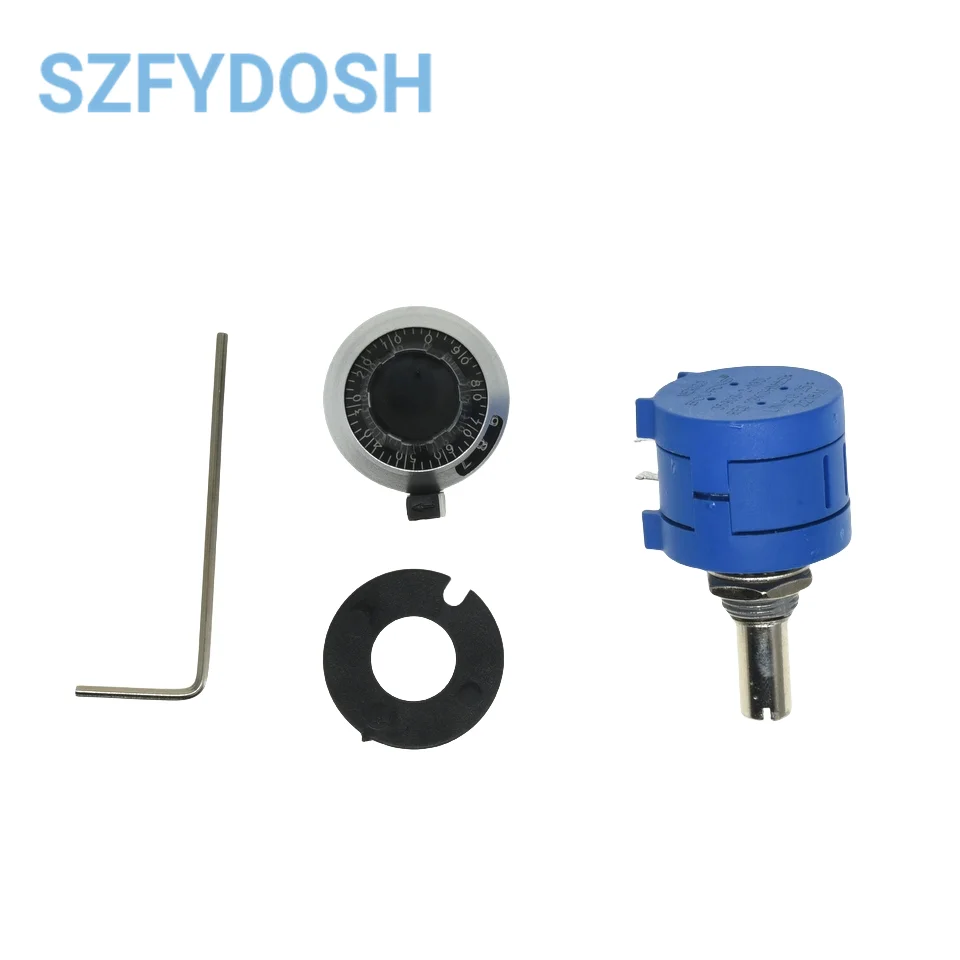 3590S-2 3590S Series Precision Multiturn Potentiometer 10 Ring Adjustable Resistor + 1PCS Turns Counting Dial Rotary 6.35mm Knob