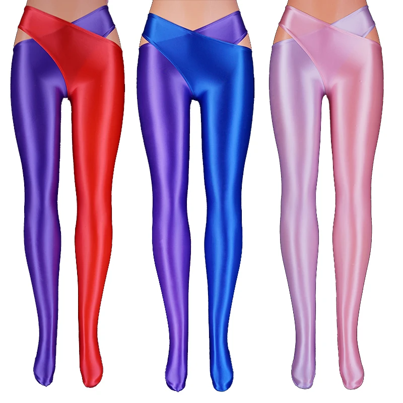 

2022 Satin Glossy Sexy Leggings Trousers Glitter Stockings Japanese Full-Length Pants High Waist Tights Women Shiny Jeggings