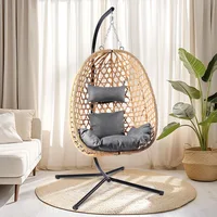 Egg Chair with Stand, Patio Wicker Hanging Chair, Hammock Swing Chair, 350LBS Capacity for Bedroom, Balcony, Garden 1