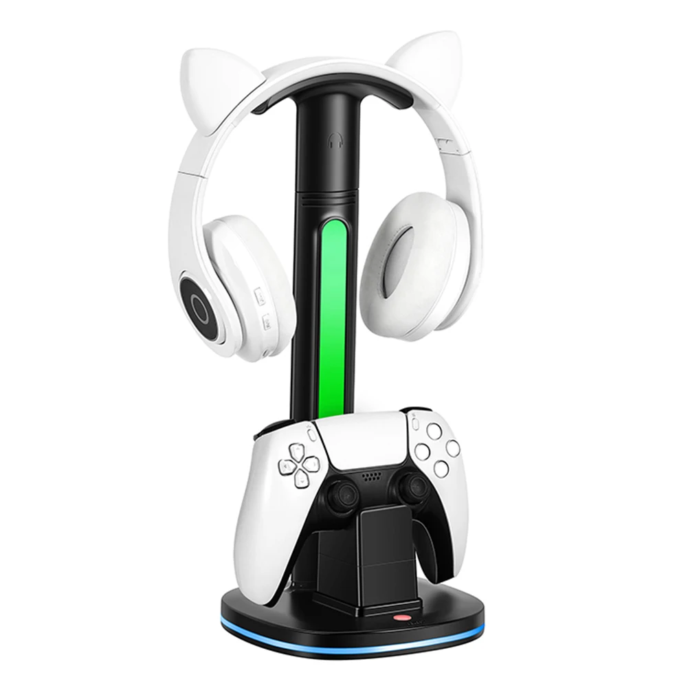 Station de charge PS5 avec support Casque, porte téléphone et lumière RGB