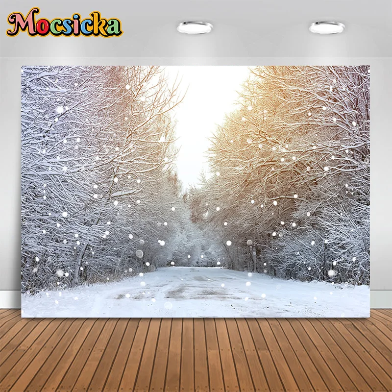 

Mocsicka Winter Photography Backgrounds Snowy Forest Frozen Backdrops New Year's Eve Birthday Cake Smash Kids Photo Studio