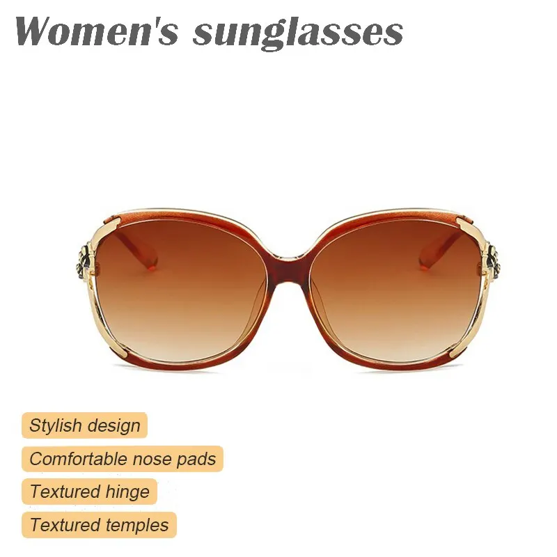 New European and American Fashion Metal Sunglasses Trend Womens Large Frame Camellia Sunglasses 6031 Glasses_voghion.com