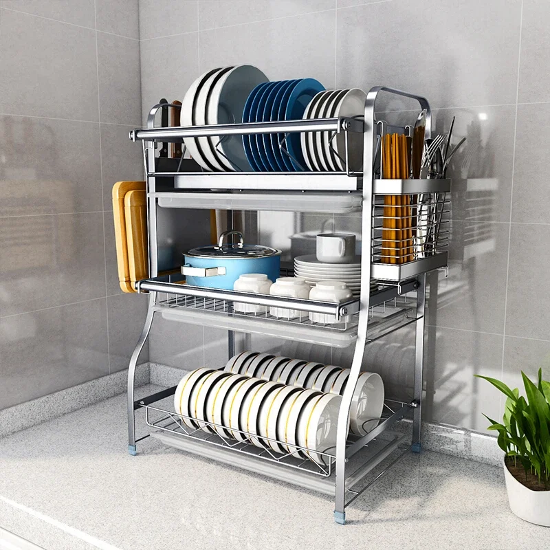 

304 Stainless Steel Kitchen Racks Dish Rack Drain To Dry Dishes Dishes and Chopsticks Supplies Storage Box Bowl Shelf