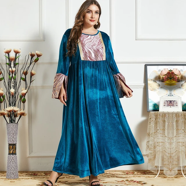 Oversized Dresses Spring Autumn Embroidery Velvet Dress Women Flare Sleeve  Long Dress Indie Folk Loose Arabic Muslim Dress - Dresses - AliExpress
