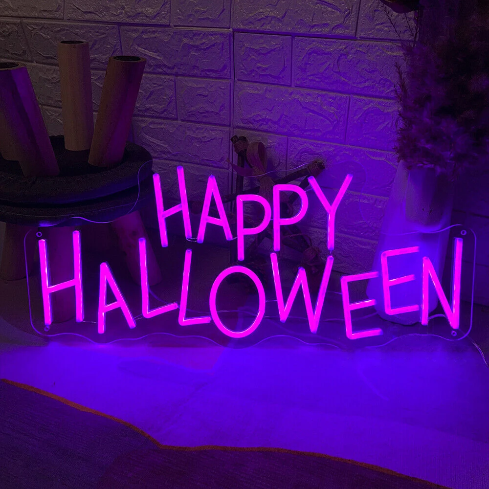 

Светодиодные неосветодиодный вывессветильник на Хэллоуин, праздничное украшение для вечеринки, настенное украшение, индивидуальное освещение для спальни