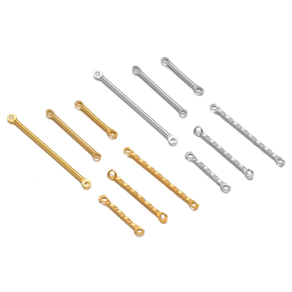 20 Teile/los Edelstahl 15/20/30mm Twisted Bar Links Stick Doppel Loch Anschlüsse Groß für DIY ohrring Halskette Schmuck Machen