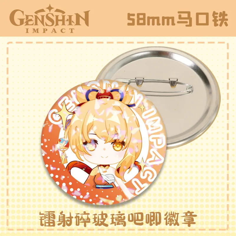 Брошь в форме жестяной жести Xiao Zhongli Kokomi Yoimiya Ayaka Chongyun Shenhe