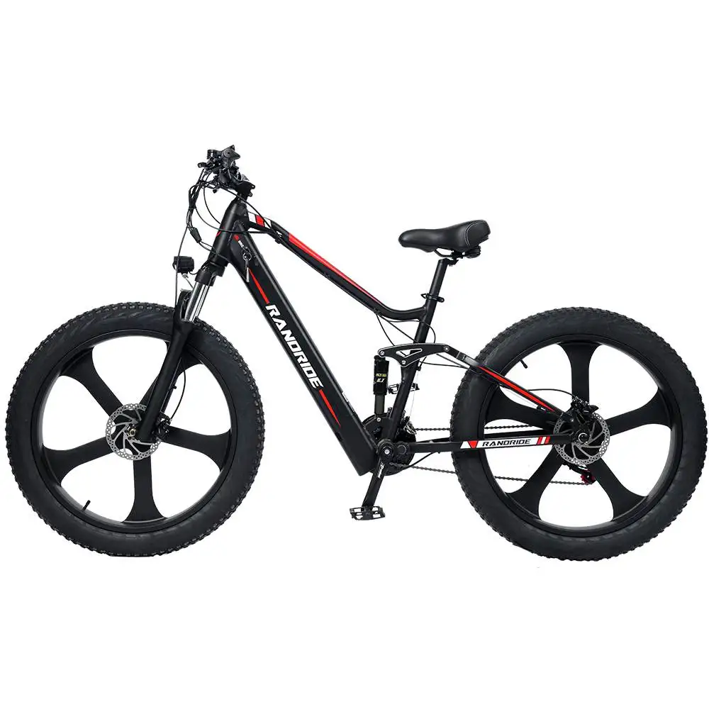 RANDRIDE YX90M Integrated 26Inch Fat Wheels Cruiser Electric Bike Mountain 21 speed Hydraulic oil brake Adult Electric Bicycle