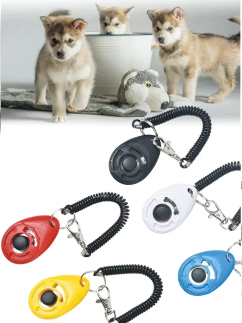 2 Pcs Dog Button Clicker Sound Trainer Three Gear Adjustable Pet Obedience  Agility Training Tool Elastic Wrist Band Click for Pe