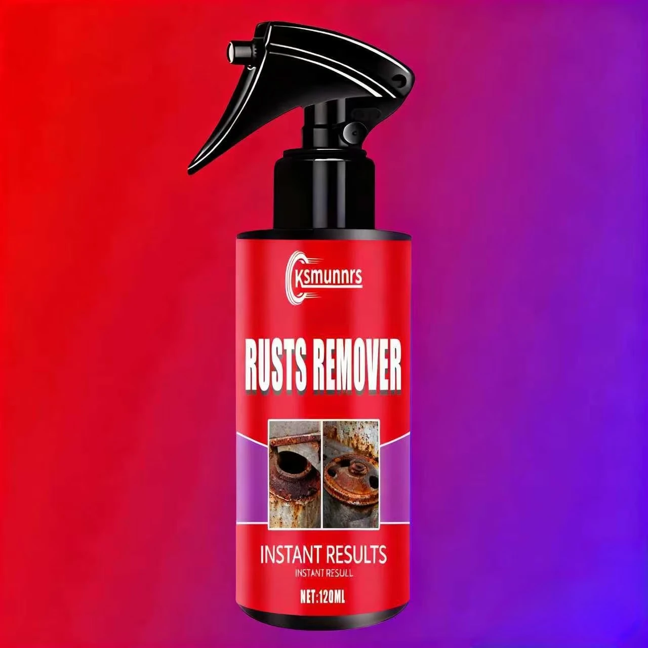 ספריי להסרת חלודה Ksmunnrs 120ML, תוצאות מיידיות, מונע חלודה מרובת שימושים למשטחים מתכתיים, הסרת חלודה מהירה ו-P