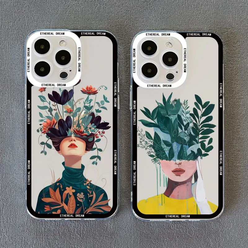 Frauen Mode Gänseblümchen Blumen mädchen klar Telefon Fall für iPhone 13 14 Pro Max 15 12 11 Pro Max 7 8 15 14 plus se2 x xr xs Rückseite – Detail 11
