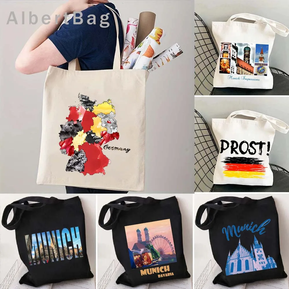 VintageMunichSkylineEmblemBeerBavariaGermanyFlagMapCanvas