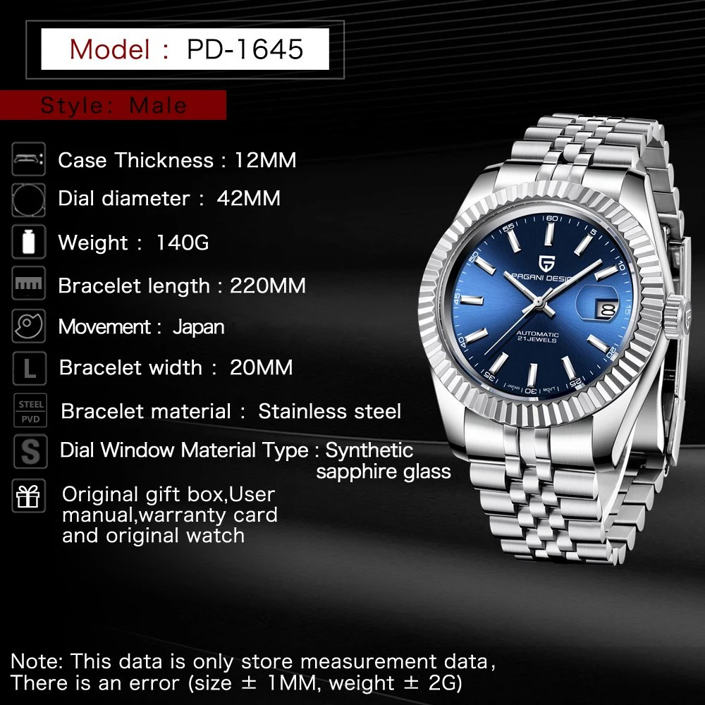 Orologio Uomo Automatico Pagrne Design 1661: Movimento Giapponese, Cassa Acciaio 40mm, Lunetta In Ceramica, Vetro Zaffiro, Impermeabile 100m - 4