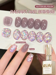 Radiant Pink & Purple Glitter Gel Nail Polish Duo - Long - Lasting, Salon - Quality Shine (Posui07 - pifen06)
