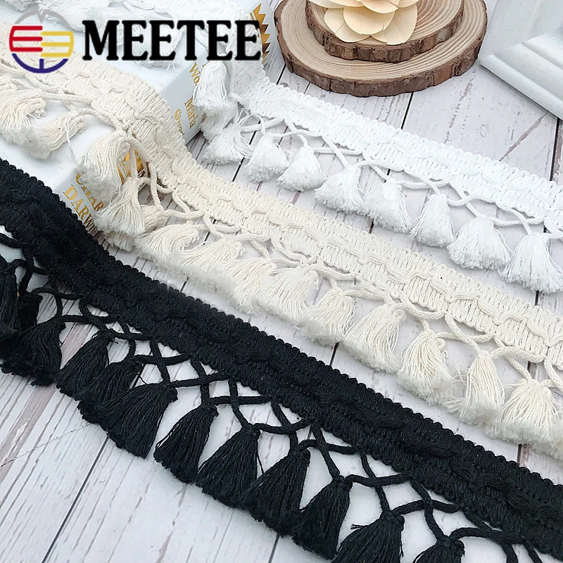 2/5 ярдов Meetee 6 см хлопковая кружевная подвесная лента с бахромой детская одежда |